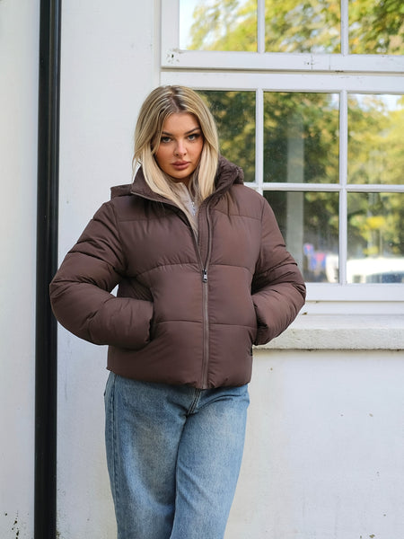 Fitted Detachable Hooded Puffer Jacket, Women Winter Basic Warm Coat with Removable Hood Zip Deep Pockets