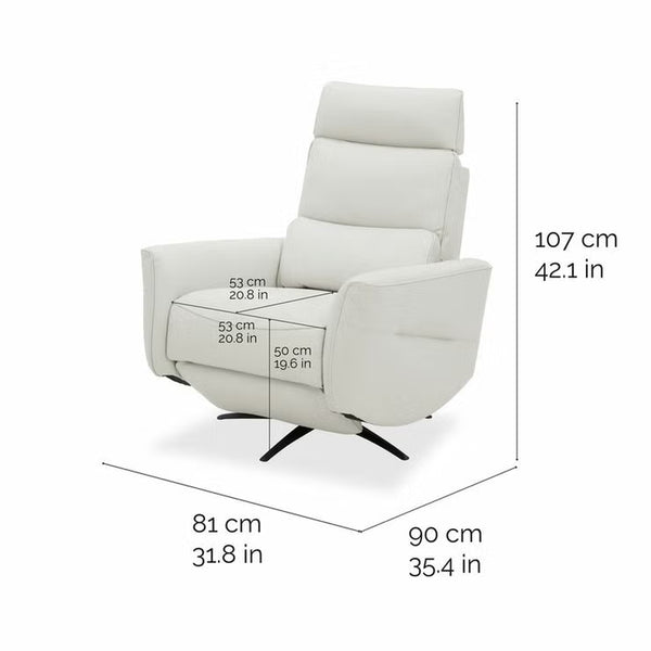 Aiden & Ivy Spencer Cream Leather Manual Reclining Chair