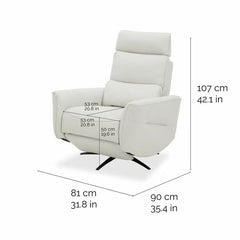 Aiden & Ivy Spencer Cream Leather Manual Reclining Chair