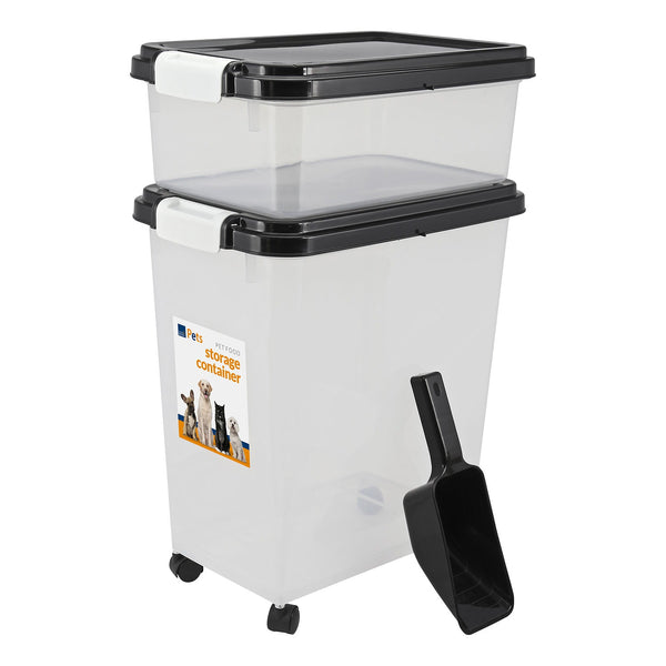 Taylor & Brown 3-Piece 50L Airtight Pet Food Storage Container Combo with Scoop and Treat Box for Dog Cat and Bird Food, Keep Pests Out, Translucent Body, Easy Mobility