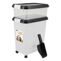 Taylor & Brown 3-Piece 50L Airtight Pet Food Storage Container Combo with Scoop and Treat Box for Dog Cat and Bird Food, Keep Pests Out, Translucent Body, Easy Mobility