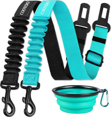 COOYOO Dog Seat Belt,Retractable Dog Car Harness Seat Belt for Car Adjustable Nylon Pet Safety Seat Belts Heavy Duty & Elastic Bungee Buffer
