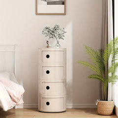 Transport Round Cabinet with Sliding Doors, Multi-Tiered Round Storage Unit