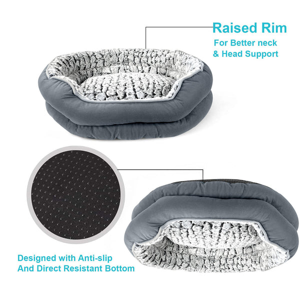 Dog Bed - Washable Rectangle Dog Beds, Anti-Anxiety, Soft Plush Non-Slip Bottom Pet Bed Mattress Mat Machine Washable
