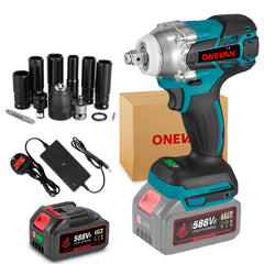 Brushless Electric Wrench, 1/2 Inch Impact Wrench Set,, with LED Work Light, 2 Forward Speeds, 2 Reverse Speeds, for Home DIY/Electric Tools Home DIY/Electric Tools, Furniture Installation Scaffolding Electric Tools, ONEVAN