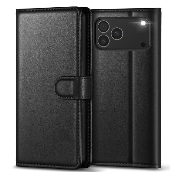Leather Wallet Flip Cover with Card Holder, Stand Feature, Magnetic Closure, Compatible with iPhone 17 Pro Max 16 15 14 Pro Max 13 12 11 XR 8 7 SE 2022