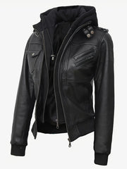 Autumn/winter 2025 Item, Elegant and Sexy Women's PU Jacket, Ladies' Faux Jacket with Detachable Hood
