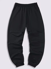 Three-pc Men's Solid Color Plain Elastic Waistband Drawstring Ribbed Cuffed Casual Jogger Pants, Men's Dress Administrative Trousers