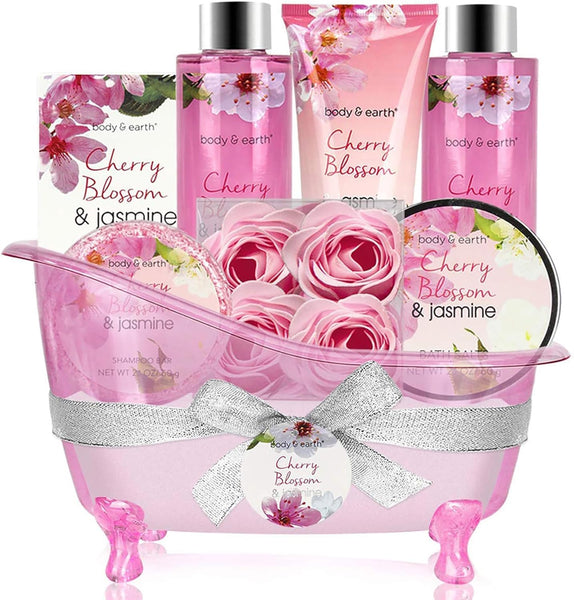 BODY & EARTH- 8 Pcs Lavender Gift Sets for Women, Includes Shower Gel, Bubble Bath, Spa Sets for Women Gifts, Birthday Gifts for Her, Valentines Gifts for Her