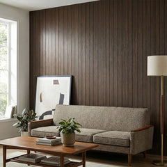 1pc 3D Imitation Wood Grain Grille Wall Panels, 300*40cm, Self-adhesive Vertical Stripe Wall Stickers, Peel and Stick, TV Background Decoration Stickers for Bedroom and Living Room, Kitchen and Bathroom Wall Renovation Stickers, Ideal for Renovating Livin