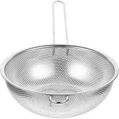 Stainless Steel Colander with Handle, Fine Mesh Food Strainer, Long Handle Metal Strainer, Drain Basket for Rice Pasta Spaghetti Vegetables