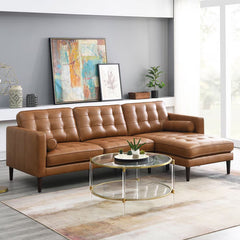 Simon Li Harstine Brown Leather Corner Sofa