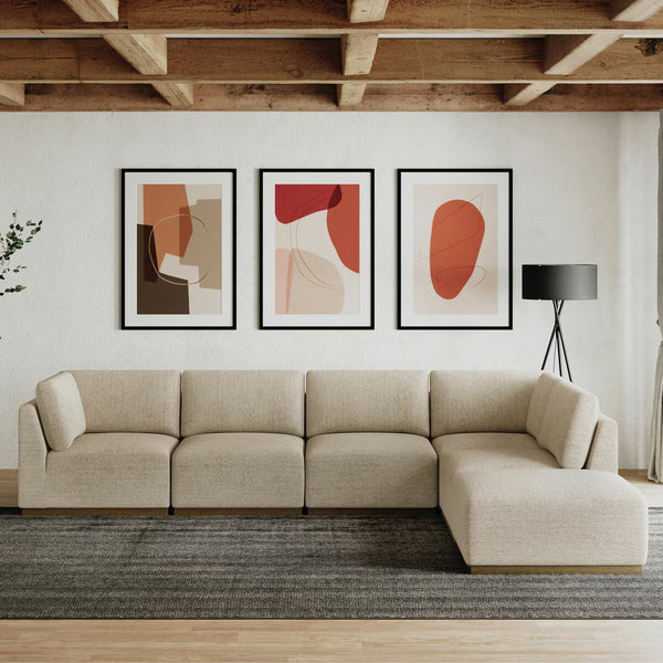 Henredon Murphy Taupe 6 Piece Modular Fabric Sofa