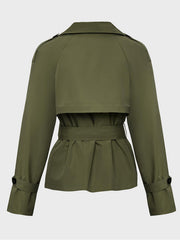 Women's Commuter Notch Lapel Double Breasted Detachable Belt Trench Coat, Elegant Plain Outerwear Jacket