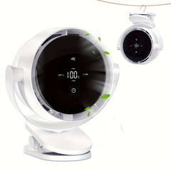 Portable Clip-On Desk Fan F7 - 4000mAh Battery, 2.5-16H Runtime, 100-Speed Touch Control, 360° Rotation, Natural Wind/Timer Modes for Office, Bedroom, Travel - Lightweight 550g