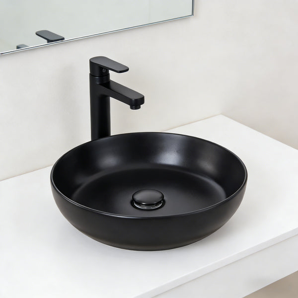 Black/Pink Round Washbasin, 400*400*110MM, includes drain assembly, elegant and stylish home decor washbasin, easy to clean, suitable for bathrooms, hotel restrooms, and balconies.