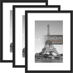 3 Pack A4 Picture Frame, A4 Black Picture Frames 21 X 29,7 Cm, Frame Wall Hanging Landscape or Portrait Orientation