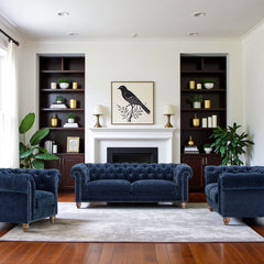 Allington 3 Seater Navy Fabric Chesterfield Sofa