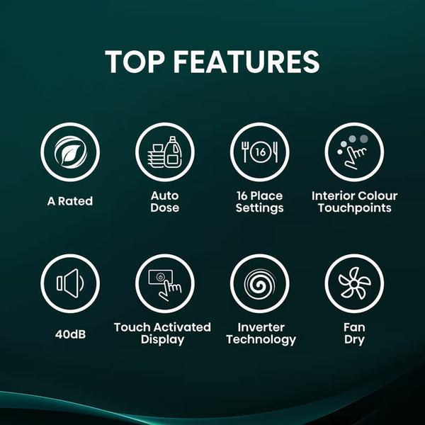 Hisense HS693A90XADUK 16 Place Settings, Freestanding Dishwasher, a Rated, in Silver