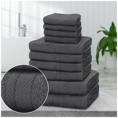 10pcs Towel Bale Set | Luxurious 100% Cotton Towels Family Pack | Quick-Drying, Highly Absorbent & Ultra-Soft Fabric | Includes 4 Face Towels, 4 Hand Towels, 2 Bath Towels | Available in 16 Elegant Colours | Ideal for Home, Gym, Spa, or Beach Use | Durabl
