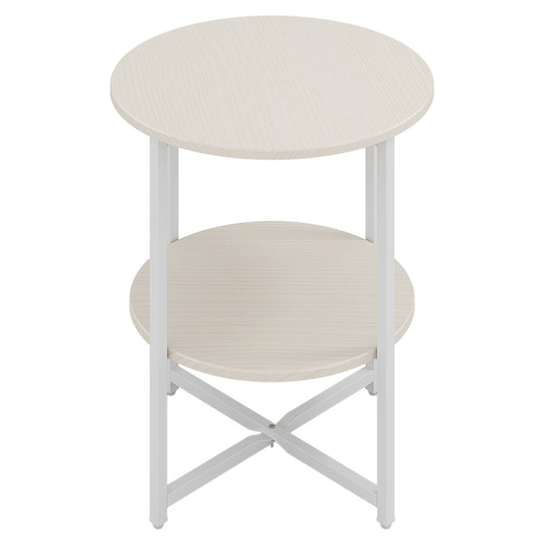2-Tier Round Side Table - Multi-Level Storage Coffee Table for Plants/Lamps, Space-Saving Sofa/Bedside Organizer (15.75×15.75×18.5