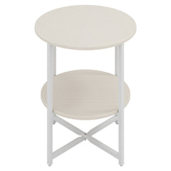 2-Tier Round Side Table - Multi-Level Storage Coffee Table for Plants/Lamps, Space-Saving Sofa/Bedside Organizer (15.75×15.75×18.5