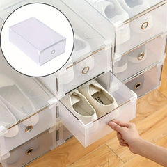 10pcs Clear Shoe Boxes Foldable Shoe Organiser Plastic Shoe Storage Box Transparent Drawer Stackable Storage Cabinet 31 x 20 x 11cm for Shoes File Dress or Toys Storage, Shoe Storage Organizer