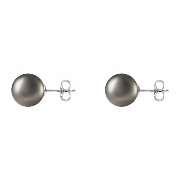 10-10.5Mm Tahitian Pearl Earrings, 14Ct White Gold