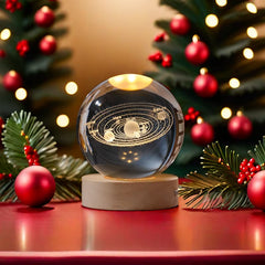 3D Galaxy Crystal Ball Night Light Warm White LED Light Base Living Room Bedroom Home Decoration Lamp Halloween Christmas Lights