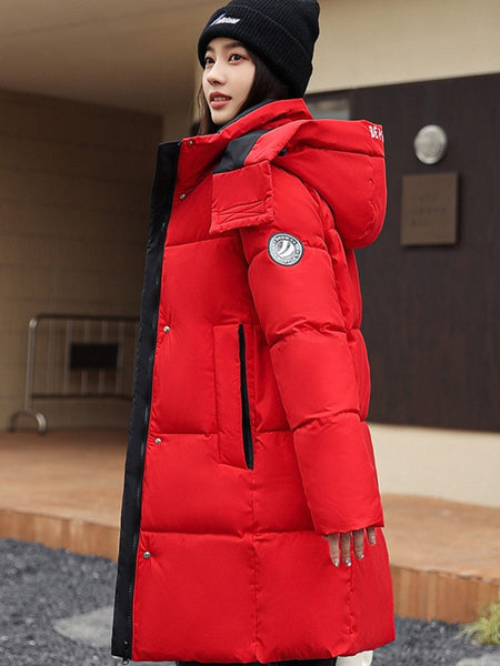 Sophisticated Winter Coat for Women Featuring a Hood And a Full Zipper, Perfect for Chilly Days. This Long-Sleeve Jacket Offers a Tailored Fit And Is Suitable for Both Outdoor And Everyday Travel. Dry Clean Only, Made with High-Quality Materials