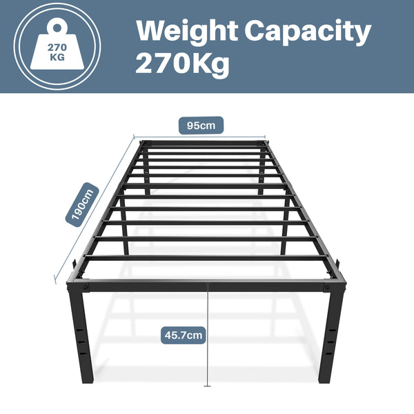 Metal Bed Frame | Black Metal Bed Frame - 18 Inches Under bed Storage Space - Sturdy Metal Construction - Easy Assembly