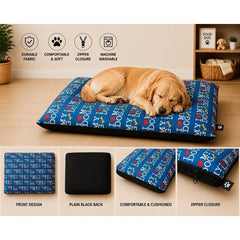 Dog Pet Bed with Removable Zipped Cover Large 95cm x 65cm Soft Washable Cushion