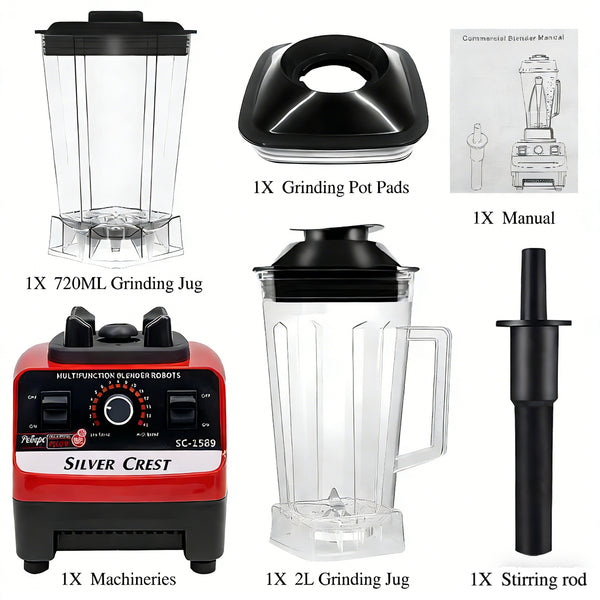 Multifunctional Blender Set, 2L+720ML Large Capacity Wall Breaker - High Power, 15 Adjustable Speeds, 4500W, Automatic Juicer,blenders for kitchen, blender for shakes and smoothies, slushy machine, food processor, blenders for kitchen heavy duty. Christma