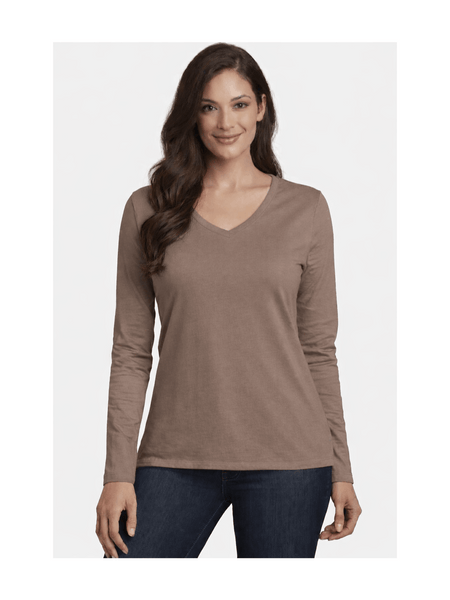 Ladies Womens V Neck Long Sleeve Plain Slim Fit Basic Top Stretchy T-Shirt 8-26