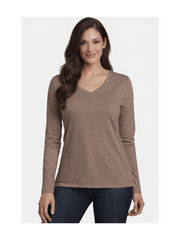 Ladies Womens V Neck Long Sleeve Plain Slim Fit Basic Top Stretchy T-Shirt 8-26