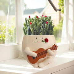 Unique Sit Long Chair Succulent Pots Smile Face Planter Pot Resin Unique Cute Head Flower Planter for Indoor Outdoor Plants