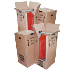 5 Wardrobe Removal Cardboard Storage Boxes With Hanging Rail For Packing & Moving Home