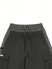 2pcs Men'S Cargo Shorts, Drawstring Waist Multi-Pocket Men'S Shorts