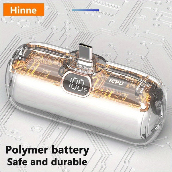 Hinne 5000mAh Mini Portable Charger, Ultra-Compact Battery Pack Travel Phone Charger, Emergency Power Pocket Power Bank, USB Mobile Backup Battery Pack, Gift.