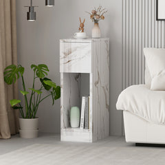 Slim Bedside Table, High Gloss Narrow Nightstand, Small Bedside Cabinet with Storage Space Saving for Bedroom Storage Unit, Living Room Small Sofa Side End Table