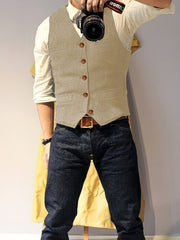 Men'S Vest Wool Blend Herringbone Vintage Men'S Fashion Vest, Groom Best Man Formal Wedding Party Casual Vest