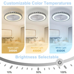 48.26cm Modern Ceiling Fan with Light, 6 Speeds Reversible Low Profile Ceiling Fan Light, 3CCT LED Dimmable Flush Mount Ceiling Fans with Lights, Timing Ceiling Fans Light with Remote for Living Room, Kitchen, Bedroom And Office