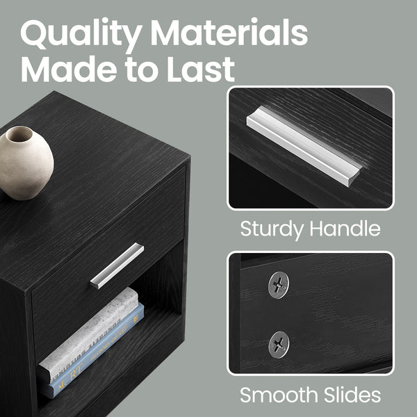 Bedside Table, Side Table with Drawer, Handle, Open Compartment,Easy Assembly, Perfect for Living Room or Bedroom