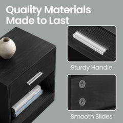 Bedside Table, Side Table with Drawer, Handle, Open Compartment,Easy Assembly, Perfect for Living Room or Bedroom