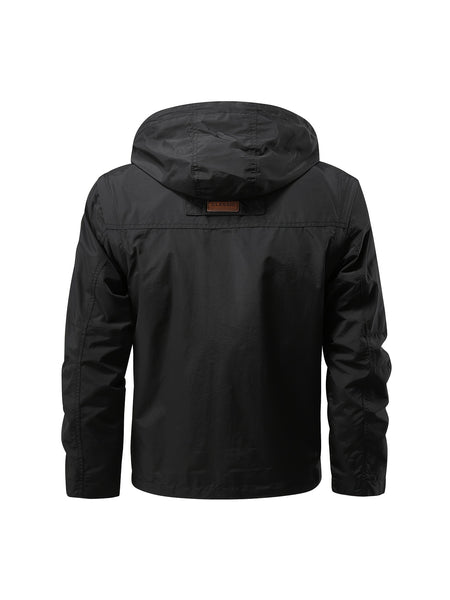 Detachable Windbreaker Hooded Jacket, Men's Casual Multi Pocket Cargo Jacket Vest for Outdoor Activities