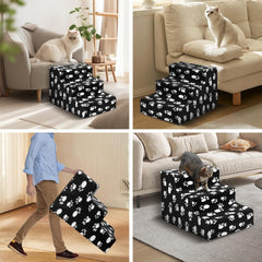 Anti-Slip Dog Steps with Removable Washable Cover for Smaller Elder Pets Sturdy Steps for Dogs