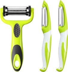 Potato Peeler for Kitchen, Julienne Vegetable Peeler,3 Pieces Stainless Steel Professional Peelers, Non-Slip, Suitable for Peeling for Potato, Apples, Carrots, Cucumber and Various Veg and Fruits