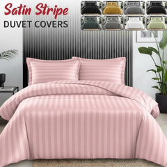 FAURA TEXTILES -Ultra Soft Striped Duvet Cover Set with Pillowcases – Elegant Modern Bedding Set, Smooth Comfortable Finish, Easy Care, Single Double King Super King Sizes