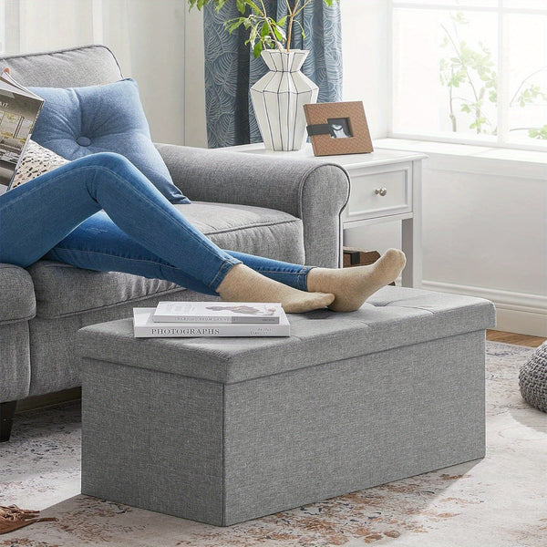 80L Large-Capacity Foldable Storage Stool Is Suitable for Storage Footstool in Living Room, Corridor and Bedroom.