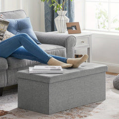 80L Large-Capacity Foldable Storage Stool Is Suitable for Storage Footstool in Living Room, Corridor and Bedroom.